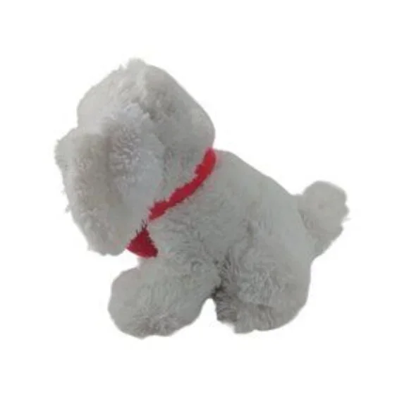 Chrisha Playful White Puppy Dog Plush W/Red I Love You Heart Collar 11 Stuffed